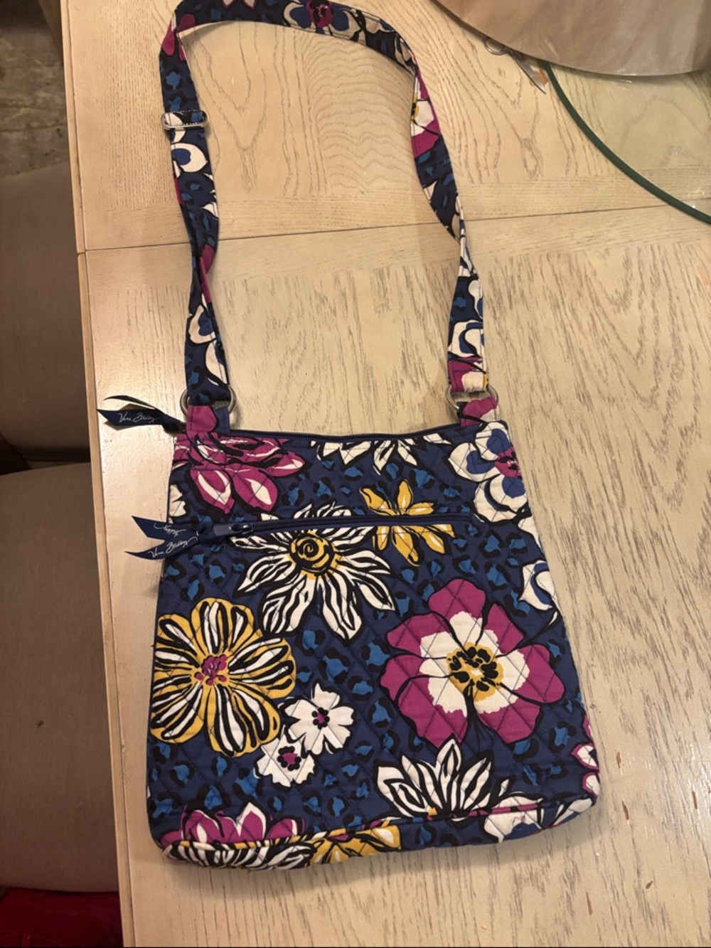 Vera Bradley Floral Quilted Crossbody - Navy, Purple & Yellow - Picture 4 of 7